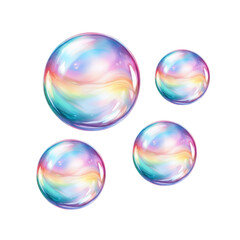 虹色のシャボン玉のイラスト　透明背景の切り抜き