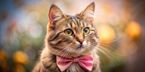 Fototapeta premium Adorable kitten portrait: a cute cat in a charming bowtie.