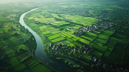 Fototapeta premium River Running Through Lush Green Countryside