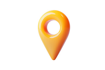 Colorful orange location pin marked with a hole for digital mapping and navigation purposes