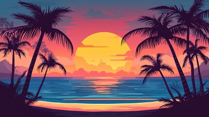 Fototapeta premium Tropical Sunset Beach Scene