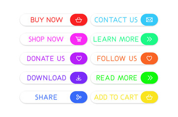 Colorful CTA button set.