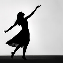 silhouette of a girl woman dancing 