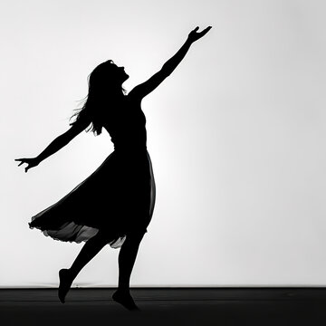 silhouette of a girl woman dancing 