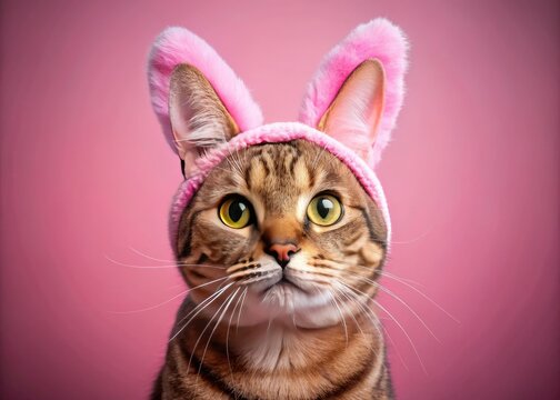 Adorable pink cat, bunny ears! Loving home needed. Adopt today! Domestic Animal Services.