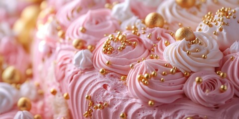 Fototapeta premium Pink and Gold Cake Close-Up
