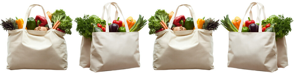 Four white bags of vegetables