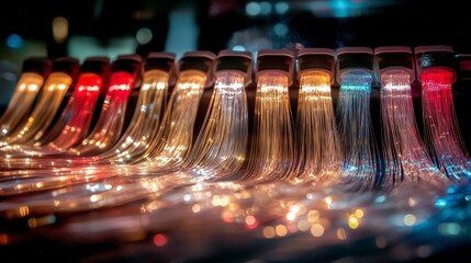 Abstract Fiber Optic Lights  Colorful  Technology  Background  Illuminated  Shiny  Glowing