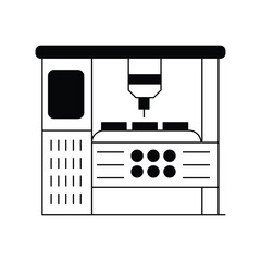 Cnc Machine glyph icon with white background vector stock illustration