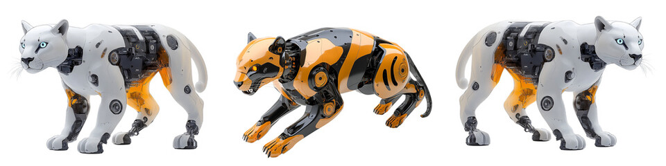 Naklejka premium Three robots that look like cats
