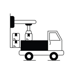 Package Loading glyph icon with white background vector stock illustration
