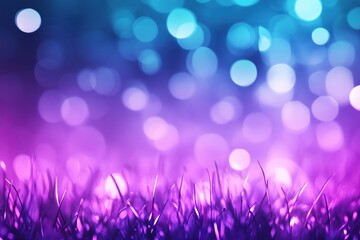 Vibrant Gradient Background with Bokeh Effect and Grass Silhouette at Twilight