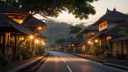 Empty streets during Nyepi celebrations in Bali, Indonesia