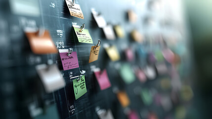 Obraz premium colorful Paper hanging on a rope in an industrial setting