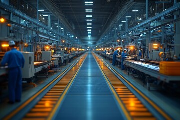 Obraz premium A modern clothing manufacturing facility with automated sewing machines. Generative AI