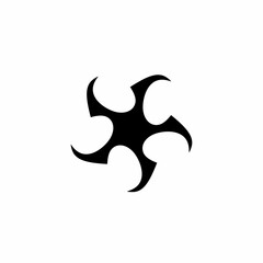 minimalist vector design featuring a dynamic, rotating abstract shape with sharp, curved edges. Suitable for modern branding, logos, icons, tattoos