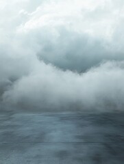 Abstract background with concrete ground and foggy clouds and mock up place. Landing page concept