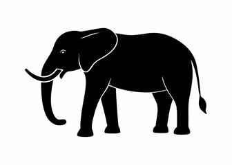 Elephant silhouette vector black animal on white background