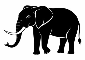 Elephant silhouette vector black animal on white background