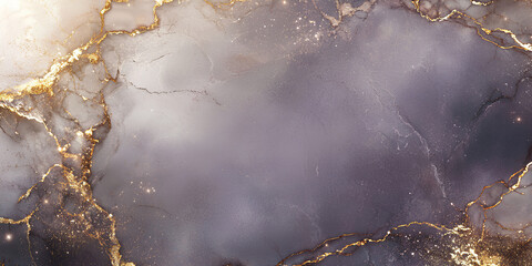Abstract Background with Grey and Gold Texture- Golden Veins and Gray Marble Texture