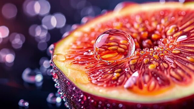 fig water drops close-up