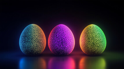 Easter eggs in a row with neon glow color moving seamless art loop background colorful art wallpaper Modern screen design gradients broadcasting footage Happy Easter egg design copy space