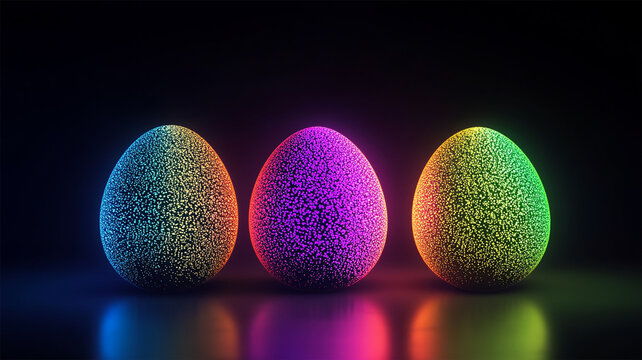 Easter eggs in a row with neon glow color moving seamless art loop background colorful art wallpaper Modern screen design gradients broadcasting footage Happy Easter egg design copy space
