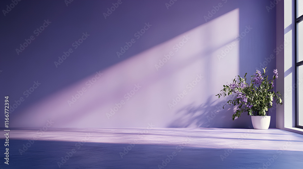 Fototapete a sleek pastel lavender podium with rounded edges, and minimal decor, create a soft serene atmospher