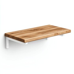 A wooden wall shelf with a natural finish and white brackets, ideal for displaying decor or organizing items.