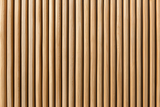 Seamless vertical wooden slat wall in light beige tones, showcasing natural wood grain and texture. Ideal for interior design and architectural backgrounds