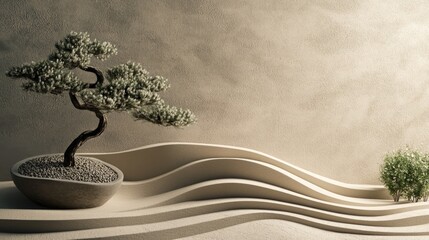 Zen Bonsai Serenity: Minimalist Japanese Garden Design