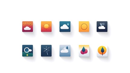 Weather icons collection digital design modern aesthetics graphic