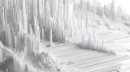 White on white Futuristic Digital Technology background with coding investment, graph, chart, candle stick, cyber