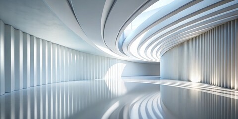 Abstract White Curved Walls: Modern Architecture 3D Render Background