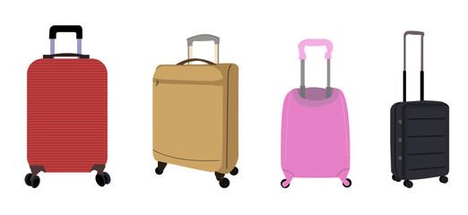 Suitcase Illustration Design Set, ideal for use on travel agency promotional materials, holiday posters, airline advertisements, websites or travel apps.