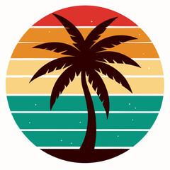 palm tree on retro vintage background Abstract background with a palm gradient Silhouettes of palm trees