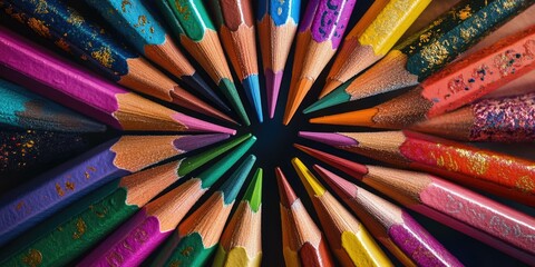 Fototapeta premium Colored Pencils in Circle