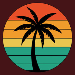 palm tree on retro vintage background Abstract background with a palm gradient Silhouettes of palm trees