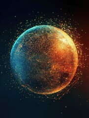 Obraz premium Technology image of globe. Abstract polygonal shapes. Background with connecting dots and lines. Graphic concept for your design
