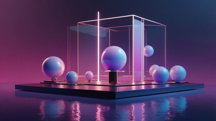 a modern and versatile mockup scene featuring a floating geometric platform in the center