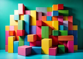 Colorful Stacking Blocks: Abstract Geometric Composition for Modern Design