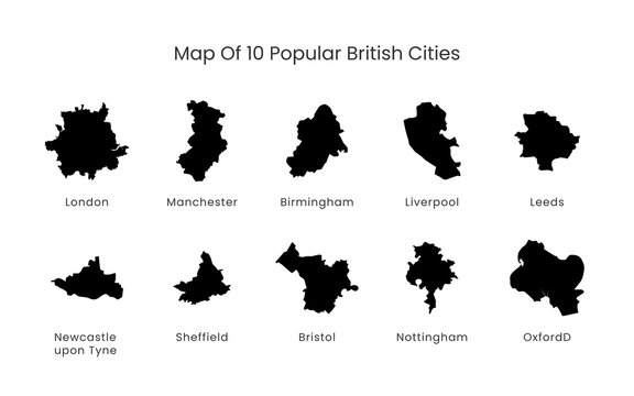 10 map of british popular city vector