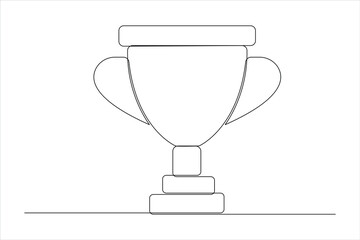 Continuous one line art drawing of champion winner trophy vector illustration design