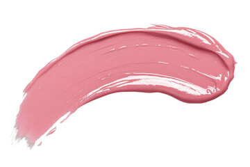 smooth pink lipstick stroke is isolated on transparency background, showcasing its glossy texture and vibrant color. creamy consistency and elegant curve highlight beauty product appeal