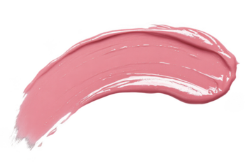 smooth pink lipstick stroke is isolated on transparency background, showcasing its glossy texture and vibrant color. creamy consistency and elegant curve highlight beauty product appeal