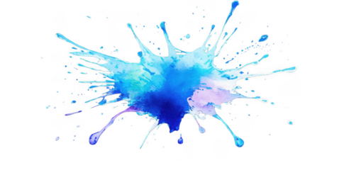 vibrant watercolor splash in shades of blue creates dynamic and artistic logo design, evoking creativity and fluidity. splash features various tones and textures, adding depth and interest