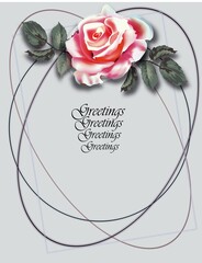 Delicate greeting card with pink rose 