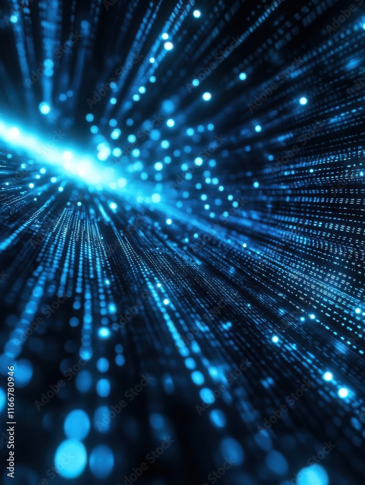 Poster technology, future, programming and matrix - black blue binary system code background