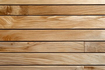 Fototapeta premium Smooth light oak wall with horizontal grooves, showcasing natural wood texture and grain patterns, perfect for interior design and decoration