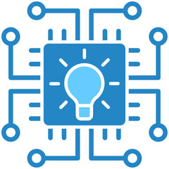 Reinforcement Learning dual tone blue color icon. use for modern concept, print, UI, UX kit, web and app development. Vector EPS 10, related to artificial intelligence, technology theme.